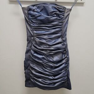 Cache Strapless Dress in Shimmering Blue